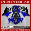 ヤマハYZF R1 1000 CC YZF-R1 YZF-1000 00-03ボディワーク90NO.22 1000cc yzf R1 yzfr1 02 03 00 01 yzf1000 2002 2000 2000 2000 2000 2000 2000 2001 OEMフェアリングキットブルーブラックホット