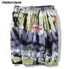Męska plaża Krótki Tie-Dye Cartoon Drukowane Lato Hip Hop Oversize Pockets Streetwear Harajuku Drawstrings Casual Board Shorts 210601