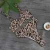 Sexig badkläder hög midja baddräkt brasiliansk Biquini leopard print bikini set ring baddräkt sommar 2 stycke kvinnor 210625