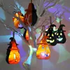 Halloween Portable LED Dynia i czaszki Latarnie Double-Side Hollow Jack-O-Lantern LED Halloween Flame Lights do Halloween Party Party Porch Yard Bar