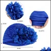Beanie / SKL Caps hattar hattar, halsdukar Handskar Mode Aessories Muslim Floral Big Flower Turban Headscarf För Kvinnor Stretch Beanie Hat Turbant