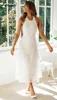 Foridol Elegancka Backless White Lace Dress Kobiety Casual Summer Beach Boho Sukienka Famale Long Sundress Vintage Vestidos de Mujer 210415