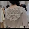 Blusas Camisas Ropa de mujer Entrega directa 2021 Encaje de punto Crochet Hollow Pequeño chal Decorativo Cuello falso Ropa de mujer Acceso