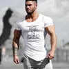 ブランドの綿の男性服男性スリムフィットTシャツマンフィットネスTシャツ圧縮Tシャツプリントメンズジムトップス210716