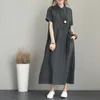 Casual Dresses Summer Dress Woman Solid Color Cotton and Linen Button Type Loose SHORT STEVE MED FACK Female Clothing4263849