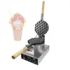 Waffle Baker Machine Bubble Egg Cake Maker Oven W/ Solid Wood Handle Stainless Steel Body Non-Stick Kitchen