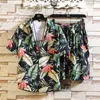 Lärlig 2021 Summer Hawaiian Män Sätter Blommig Kortärmad Knappskjorta Strand Shorts Streetwear Casual Mens Suit 2 stycken 5xl x0610