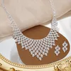 Earrings & Necklace Exaggerated Luxury Shining Crystal Jewelry Sets Sparkling Geometric Full Rhinestone Wedding Party