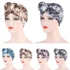 Muzułmańskie Kobiety Drukowane Kont Head Wrap Pokrywa Turban Hat Wyciek Włosy Beanie Chemo Cap Skullies Headwear Arab Bonnet Islamski Moda