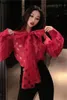 Номикума лук узла воротник с длинным рукавом рубашки видят через повседневную моду в горошек блузка женщины корейский стиль Blusas 3D994 210514