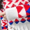 Женщины свитер вязаные пуловеры с длинным рукавом белый красный синий хаки геометрический мохер M0008 210514