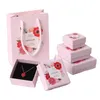 Papier Earring Box, Lichtroze Rechthoekig Karton Papier Sieraden Gevallen Spot Geschenkdozen voor Oorbel Hanger Kettingen Armband Sieraden Packa