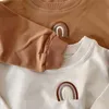 Höst småbarn baby tjejer pojkar regnbåge broderi sweatshirts toppar barn långärmad t-shirt sweatshirt baby kläder outfits 952 y2