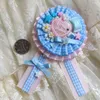 Lolita Aardbei Hart Bow Badge Button Broche Pins Sweet Leuk Lint Verzamel Handgemaakte Piald kleding Decor Gifts Cosplay