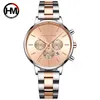 2022 Japanse Quartz Beweging Herenhorloge 3 Kleine Plaat Modemerk HM Hannah Martin Dames Horloges Elegant Simple Recreatie Waterdichte Roestvrijstalen horloge