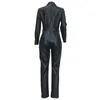 Women's Jumpsuits & Rompers PU Leather Womens Jumpsuit Black Autumn Casual Long Sleeve Clubwear Party Sexy Bodycon Faux Overalls