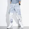 Mężczyźni Spring Hip Hop Pants Club Piosenkarz Scena Kostium Spodnie Wstążkowe Streetwear Joggers Spodnie dresowe Hombre 211119