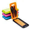 Separbar Portable Folding Travel Dinnerware Sätter koreanska sked gaffel chopsticks plast bestick set porslin för barn