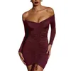 Summer Black Dress Fall Women Sexy Club Strapless Casual Sheath Mini es Lady Solid Slash Neck Short Sleeve Bodycon 210520