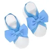 Ruban gros-grain fait à la main de couleur unie Bowknot Infant First Walkers Sandales aux pieds nus Mode Accessoires pour bébés filles Accessoires de photographie pour nouveau-nés