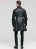 악마 패션 steampunk 고딕 검은 붉은 가을 겨울 코트 겉옷 펑크 가짜 가죽 남자의 군사 유니폼 긴 재킷 211011
