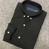 Mäns Långärmad Skjorta Polo Högkvalitativ Pure Färg Casual Solid Regular Fit Bomull Business Klänning Skjorta Svart Vit Rosa Navy Blå Grön Storlek S-2XL