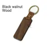 Zwarte Walnoot Houten Lege Carving Sleutelhanger Metalen Sleutelhanger Banden Gepersonaliseerd Craft Gift Lederen Houten Keychain