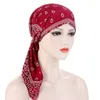 Female 2022 New fashion print woman turban hat soft elastic flowers lady muslim headdress wrap head scarf hijab caps turbante