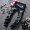 Calça jeans masculino Europeu Americano Zipper Zipper Lazer Algodão Dos Homens Lavados Calças 211104