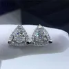 18k vitguld pläterad briljantslipade diamanttest förbi d färg moissanit stud 925 silver triangel ädelsten örhängen