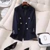 L-5XL Grote maat Pak Navy Blue Jacket Interview Professionele vrouwen Lange mouwen Broek Hoge Kwaliteit 210527