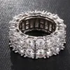 Nouveau Style Hip Hop Band Ring Micro Pave CZ Stone Tennis Ring Hommes Femmes Charme Bijoux De Luxe Cristal Zircon Diamant Or Argent Plaqué Anneaux De Mariage
