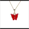 Pendentifs Drop Delivery 2021 Coloré Papillon Pendentif Collier Chaînes En Or Pour Les Femmes Simple Tempérament Résine Pierre Druzy Colliers Bijoux