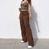 Vintage Oversized Corduroy Baggy Pants Ladies Fall High-Waist Wide Leg Straight Trousers Women 90s Elastic Casual Bottoms Mujer 211216