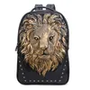 Borse da tracolla da uomo in fabbrica Street Cool Animal Lion Head Uomini Backpack impermeabile in pelle resistente alla pelle S2387