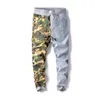 Calças casuais masculinas outono e inverno novas estampas de tubarão camuflagem costura calças hip-hop calças soltas roupas de rua 188w