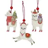 Decoraciones navideñas Huadodo 3 unids Alpaca de madera Adornos de colgantes Árbol de Navidad Decoración para colgar para el hogar Año Decoración Niños Juguetes