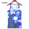 Qickitout Tops blusas de verano para mujer StraplSleevelDigital Print Casual Planet Moon Comics Tank Tops chaleco de mujer X0507