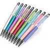 Fashion Design Creative Crystal Pen Diamond Ballpoint Pens Stationery Ballpen Stylus 20 Colors Oily Black Refill DH8578