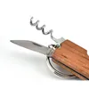 Öppnar trähandtag flasköppnare nyckelring kniven pulltap dubbel gångjärn korkskruv rostfritt stål nyckelring öppningsverktyg bar rra