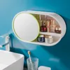 Makeup Case Punch-Free Opslag Wandmontage voor Badkamer Cosmetica Toiletartikelen Mirror WC-accessoires 210423