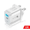 Snabb snabb laddning 25W 18W 20W PD Typ C USB C Wall Charger EU US UK AC Home Travel Power Adapter för iPhone 12 13 X XR 14 15 Pro Max Samsung LG B1 med detaljhandelslådan