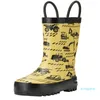 Botas de lluvia de alta calidad para niños, impermeables, antideslizantes, de dibujos animados, de goma amarilla, para niño y niña, primavera, otoño e invierno