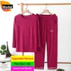 Plus Size 5XL Modal Pajamas For Men Comfortable Thin Sleepwear Loose Casual Home Clothes Long Sleeve Pajama Trousers 2 Piece Set 210901