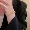 Collegamento, catena Bracciale in maglia di cristallo metallizzato oro coreano Temperamento di lusso Braccialetti semplici per gioielli da donna