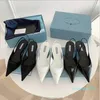 Originalmodelle P-DA Luxus-Designermarke Spitzsandalen 2021 Neueste Mode Damen Echtes Leder Flacher Mund High Heels Sandale 2021