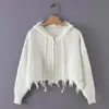 Jesień Kobiety Lazy Tassel Zipper Z Kapturem Trykotowy Sweter Cardigan Winter Casual Kobieta Oversize S 210420