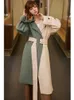 Women's Wool Women's & Blends Women Elegant Winter Overcoat Long Woolen Coat With Belt Slim Jacket Outerwear Female Abrigos Mujer