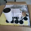 5 Stück/Set gerade Sublimations-Dünnbecher 15oz 20oz Edelstahl-Vakuum-Kaffeetasse doppelwandige isolierte Wasserflasche mit Deckel, Strohbürste, Gummiboden