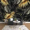 Papier peint mural personnalisé Nordic peint à la main planche tropicale lignes de feuilles peinture murale salon chambre à coucher de luxe maison décoration fresque 210722